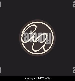 Initial letter AA monogram logo with simple and creative cirle line design ideas vector graphic Stock Vector
