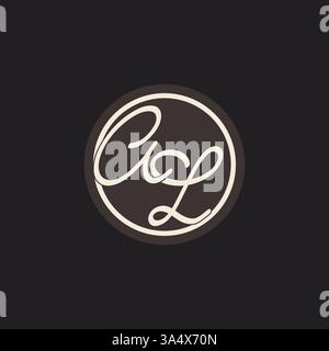 Initial letter AL monogram logo with simple and creative cirle line design ideas vector graphic Stock Vector