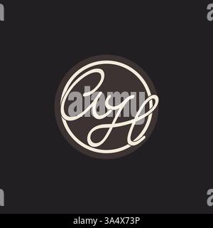 Initial letter AH monogram logo with simple and creative cirle line design ideas vector graphic Stock Vector