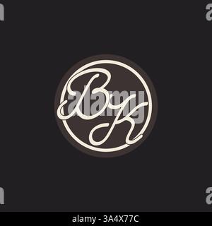 Initial letter BK monogram logo with simple and creative cirle line design ideas vector graphic Stock Vector