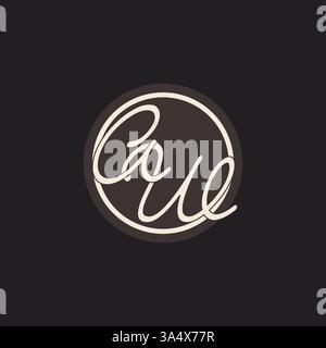 Initial letter AW monogram logo with simple and creative cirle line design ideas vector graphic Stock Vector