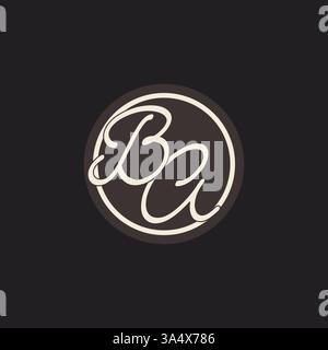 Initial letter BA monogram logo with simple and creative cirle line design ideas vector graphic Stock Vector