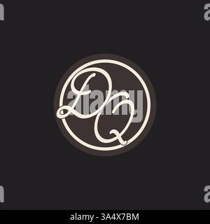 Initial letter DQ monogram logo with simple and creative cirle line design ideas vector graphic Stock Vector