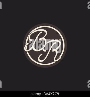 Initial letter BR monogram logo with simple and creative cirle line design ideas vector graphic Stock Vector