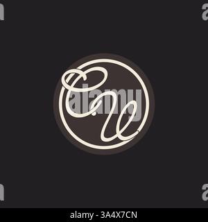 Initial letter CV monogram logo with simple and creative cirle line design ideas vector graphic Stock Vector