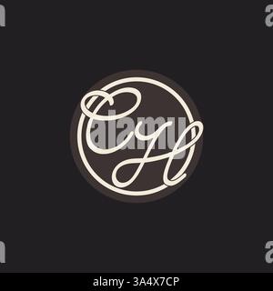Initial letter CH monogram logo with simple and creative cirle line design ideas vector graphic Stock Vector