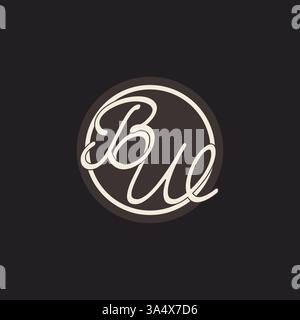 Initial letter BW monogram logo with simple and creative cirle line design ideas vector graphic Stock Vector