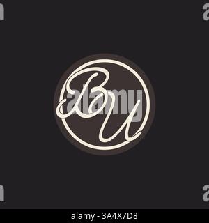 Initial letter BU monogram logo with simple and creative cirle line design ideas vector graphic Stock Vector
