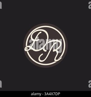 Initial letter DR monogram logo with simple and creative cirle line design ideas vector graphic Stock Vector