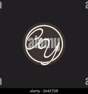 Initial letter AY monogram logo with simple and creative cirle line design ideas vector graphic Stock Vector