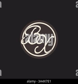 Initial letter BX monogram logo with simple and creative cirle line design ideas vector graphic Stock Vector