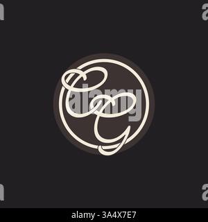 Initial letter CG monogram logo with simple and creative cirle line design ideas vector graphic Stock Vector