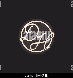Initial letter DH monogram logo with simple and creative cirle line design ideas vector graphic Stock Vector