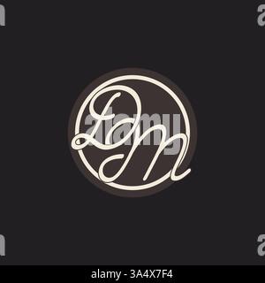 Initial letter DM monogram logo with simple and creative cirle line design ideas vector graphic Stock Vector