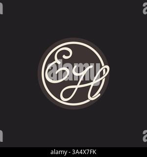 Initial letter EH monogram logo with simple and creative cirle line design ideas vector graphic Stock Vector