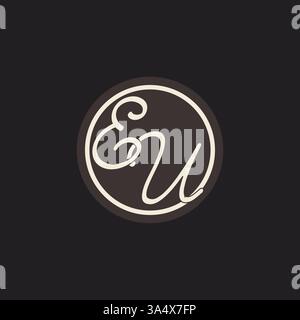 Initial letter EU monogram logo with simple and creative cirle line design ideas vector graphic Stock Vector
