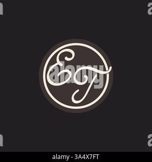 Initial letter ET monogram logo with simple and creative cirle line design ideas vector graphic Stock Vector
