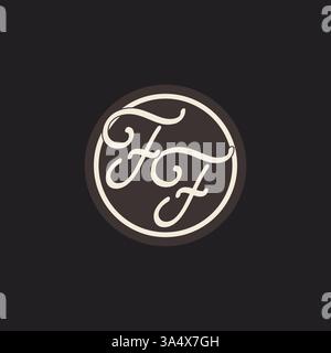 Initial letter FF monogram logo with simple and creative cirle line design ideas vector graphic Stock Vector