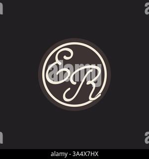 Initial letter ER monogram logo with simple and creative cirle line design ideas vector graphic Stock Vector