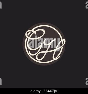 Initial letter GH monogram logo with simple and creative cirle line design ideas vector graphic Stock Vector