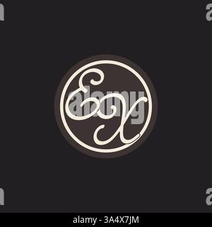 Initial letter EX monogram logo with simple and creative cirle line design ideas vector graphic Stock Vector