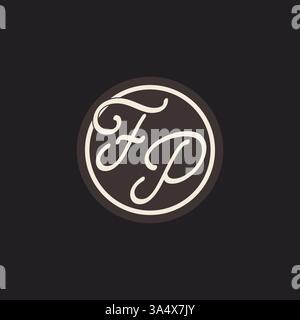 Initial letter FP monogram logo with simple and creative cirle line design ideas vector graphic Stock Vector