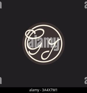 Initial letter GI monogram logo with simple and creative cirle line design ideas vector graphic Stock Vector