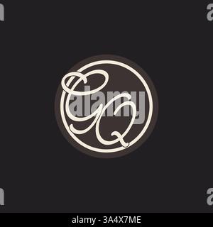 Initial letter GQ monogram logo with simple and creative cirle line design ideas vector graphic Stock Vector
