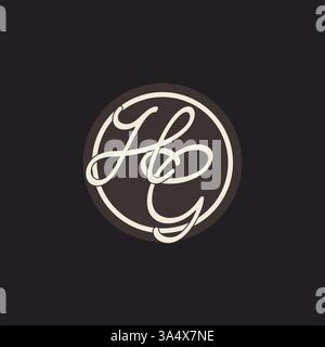 Initial letter HG monogram logo with simple and creative cirle line design ideas vector graphic Stock Vector