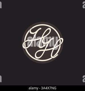 Initial letter HH monogram logo with simple and creative cirle line design ideas vector graphic Stock Vector