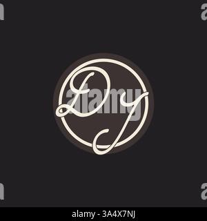 Initial letter DJ monogram logo with simple and creative cirle line design ideas vector graphic Stock Vector