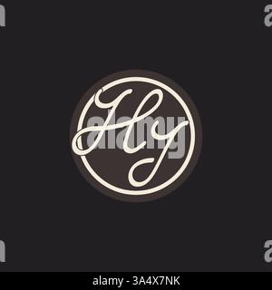 Initial letter HI monogram logo with simple and creative cirle line design ideas vector graphic Stock Vector