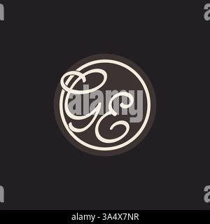 Initial letter GE monogram logo with simple and creative cirle line design ideas vector graphic Stock Vector
