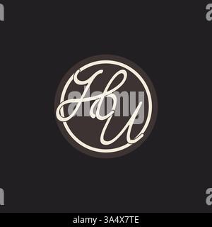 Initial letter HU monogram logo with simple and creative cirle line design ideas vector graphic Stock Vector