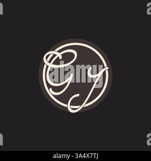 Initial letter GJ monogram logo with simple and creative cirle line design ideas vector graphic Stock Vector