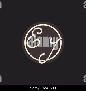 Initial letter EJ monogram logo with simple and creative cirle line design ideas vector graphic Stock Vector