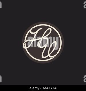 Initial letter HV monogram logo with simple and creative cirle line design ideas vector graphic Stock Vector