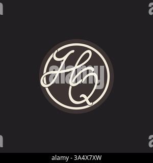 Initial letter HQ monogram logo with simple and creative cirle line design ideas vector graphic Stock Vector