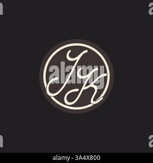Initial letter JK monogram logo with simple and creative cirle line design ideas vector graphic Stock Vector