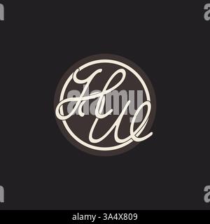Initial letter HW monogram logo with simple and creative cirle line design ideas vector graphic Stock Vector