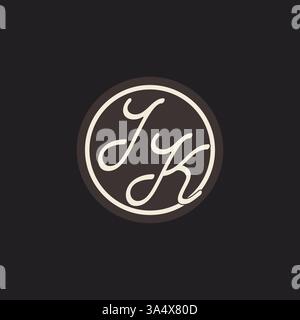 Initial letter IK monogram logo with simple and creative cirle line design ideas vector graphic Stock Vector