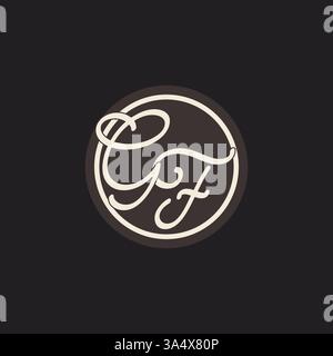 Initial letter GF monogram logo with simple and creative cirle line design ideas vector graphic Stock Vector