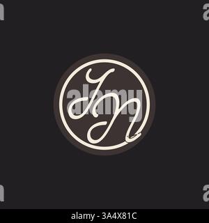 Initial letter IN monogram logo with simple and creative cirle line design ideas vector graphic Stock Vector