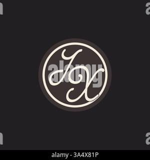 Initial letter IX monogram logo with simple and creative cirle line design ideas vector graphic Stock Vector
