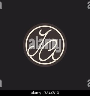 Initial letter JA monogram logo with simple and creative cirle line design ideas vector graphic Stock Vector