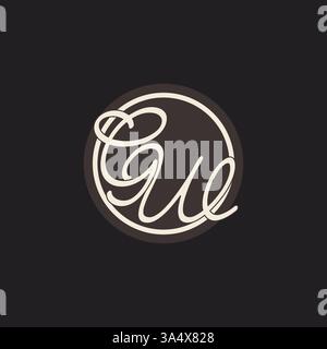 Initial letter GW monogram logo with simple and creative cirle line design ideas vector graphic Stock Vector