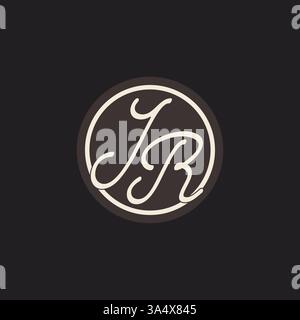 Initial letter JR monogram logo with simple and creative cirle line design ideas vector graphic Stock Vector