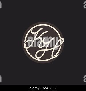 Initial letter KH monogram logo with simple and creative cirle line design ideas vector graphic Stock Vector