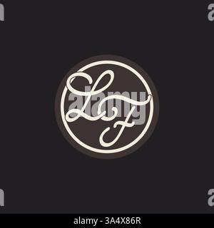 Initial letter LF monogram logo with simple and creative cirle line design ideas vector graphic Stock Vector