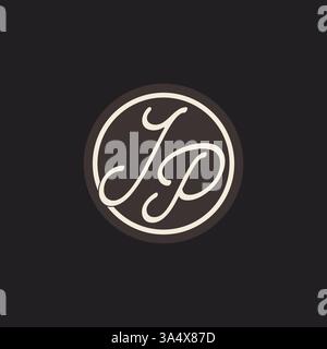 Initial letter JP monogram logo with simple and creative cirle line design ideas vector graphic Stock Vector